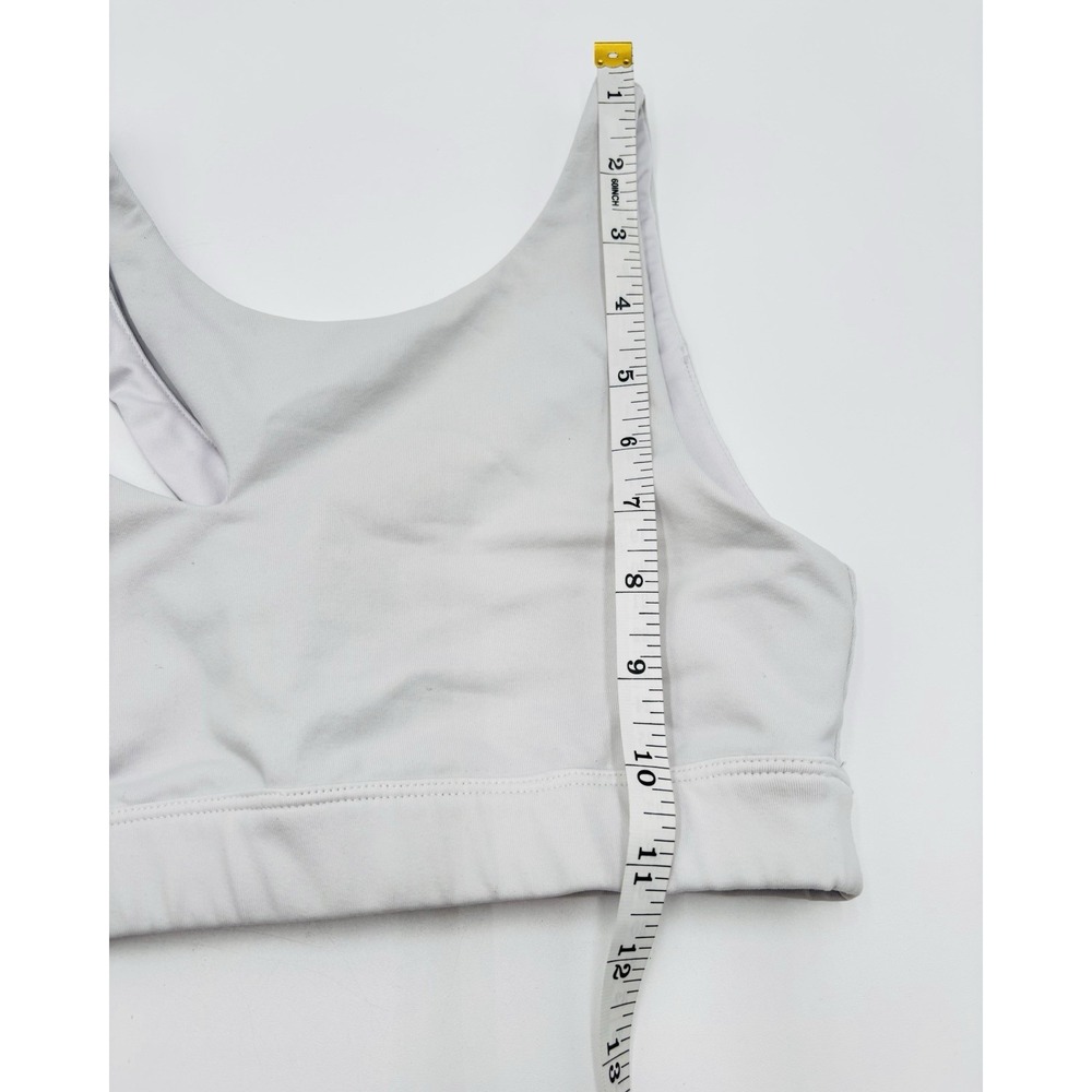 ALO Yoga White Scoop Neck Sports Bra Women's Small Logo Band Pilates Workout - Picture 7 of 8